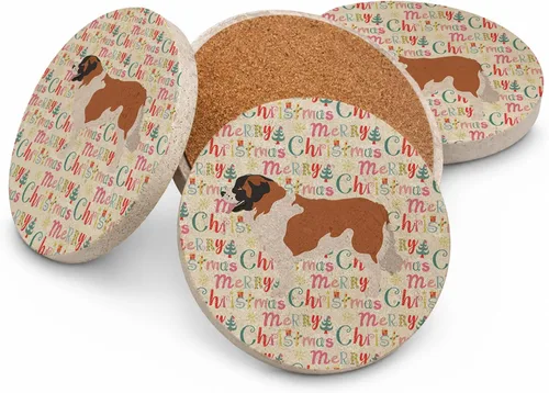 Vista 53 de AIDI Atlas Mountain Dog Merry Christmas - Posavasos grandes de piedra arenisca, paquete de 4