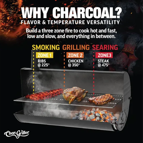 Vista 15 de Char-Griller E1816 King-Griller Gambler - Parrilla de carbón portátil en color negro