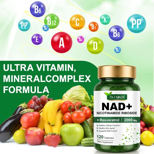 Vista 5 de TKTALKER Suplemento NAD de 2000 mg – 120 cápsulas True NAD & Resveratrol, NMN alternativo liposomal NAD+ para mujeres y hombres, apoya la salud