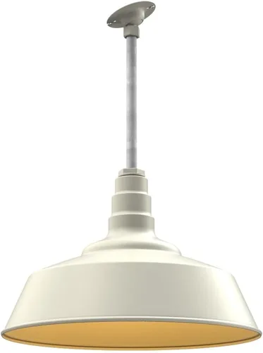 Vista 13 de Steel Lighting Co. Manhattan Warehouse Light Colgante montado en el techo Cúpula de 20 pulgadas vástago de 12 pulgadas Luz de granero