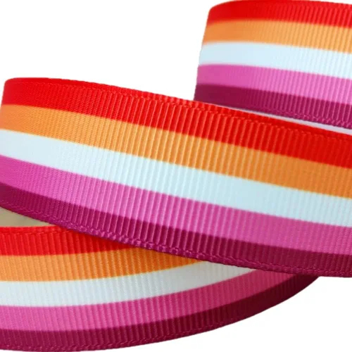 Vista 9 de LGBTQ Rayas LGBTQ Impreso 7/8 Pulgadas Cinta Grosgrain Blanca Gay Pride Cheer 10 Yardas
