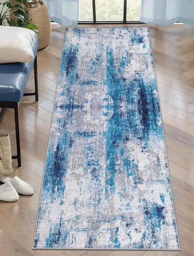 Vista 63 de Ciicool Alfombra moderna abstracta de 2 x 3 pulgadas, lavable, pequeña, antideslizante, de pelo bajo, alfombra de entrada plegable para cocina