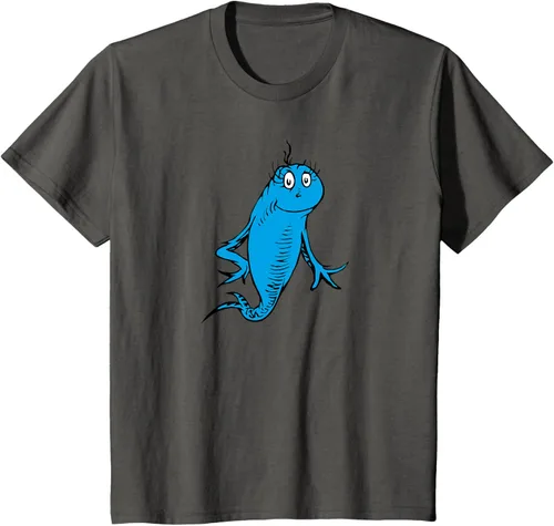 Vista 48 de Dr. Seuss Blue Fish Character - Camiseta con licencia oficial Negro