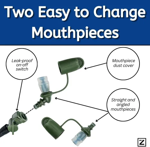 Vista 5 de Zee Best Hygienic Hydration Bladder Hygienic Features: Easy-to Clean, Dual Wide Openings, Multiple Mouthpieces w/ Quick-Connect, BPA-Free, Leakproof