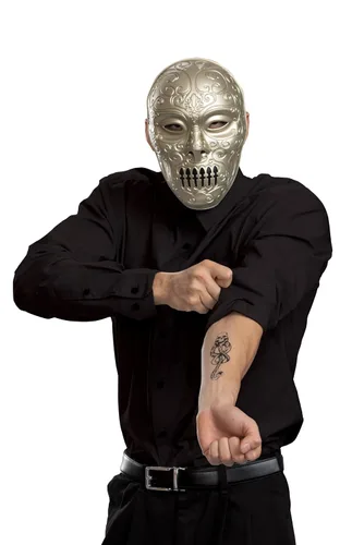 Vista 2 de Disguise Harry Potter Death Eater Tatto, accesorio oficial de disfraz del mundo mágico, tatuaje temporal activado por agua