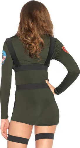 Vista 2 de Leg Avenue Disfraz de mameluco de elastano Top Gun para mujer