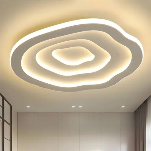 Vista 6 de Lámpara de techo acrílica ondulada Simplicity LED de montaje empotrado, lámpara de techo estilo simple Art Deco para sala de estar, comedor Luz