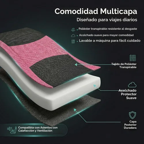 Vista 3 de FH Group FB030217 - Juego de fundas de asiento de tela ligera y transpirable, compatible con bolsa de aire y divisiones. Se adapta a la mayoría