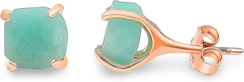 Vista 10 de Aretes de piedra preciosa natural en bruto con oro rosa sobre plata de ley 925, 6 a 0.276 in, regalo de piedra de nacimiento de calidad genuina