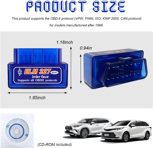 Vista 2 de ELM327 OBDII - Escáner de diagnóstico automático para automóvil, mini interfaz ELM327, lector de código de falla de motor Bluetooth, detector