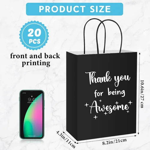 Vista 2 de Ctosree 20 Bolsas de Papel de Regalo de Agradecimiento para Empleados Compañeros de Trabajo Colega Gracias por Ser Increíble Bolsas con Asas