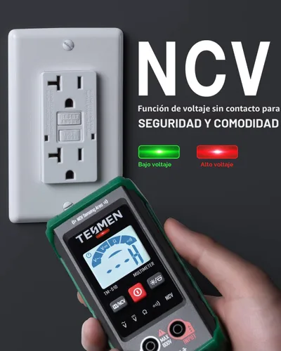 Vista 3 de Multímetro digital TM-510, 4000 cuentas, medición inteligente, voltímetro de rango automático; probador de voltaje con función de voltaje sin