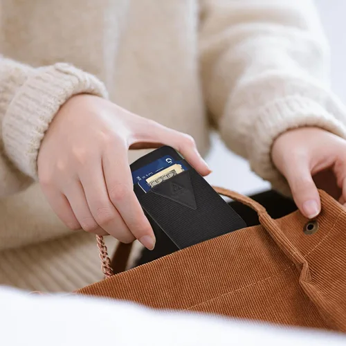 Vista 6 de Tryangoos Cartera delgada con tarjetero para hombres y mujeres, cartera minimalista con bolsillo frontal, tarjetero elástico para tarjetas