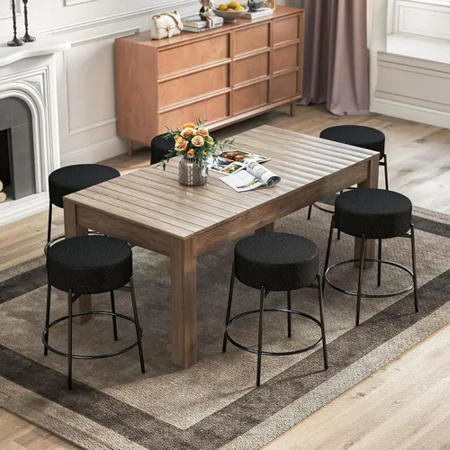 Vista 5 de SoarFlash - Juego de 2 taburetes de bar modernos giratorios, taburetes de barra de 24" Sherpa con asiento giratorio de altura de mostrador