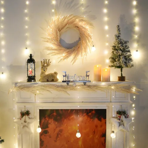 Vista 5 de Dailyart Luces LED para dormitorio, 300 luces LED de cortina de bola de deseos, 8 modos, USB / funciona con pilas, luces de hadas con control remoto