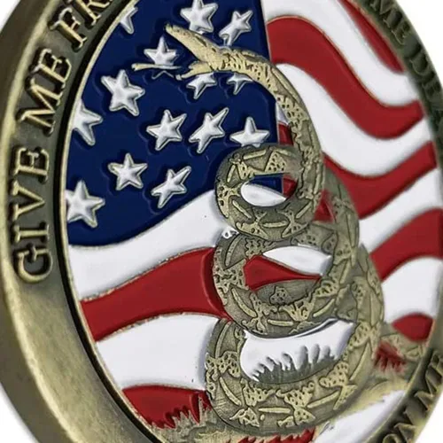 Vista 6 de Glamtune Moneda militar Don't Tread on Me Moneda de desafío Campana de la Libertad de EE.UU