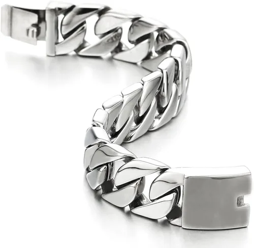 Vista 2 de COOLSTEELANDBEYOND Pulsera masculina de acero inoxidable para hombre