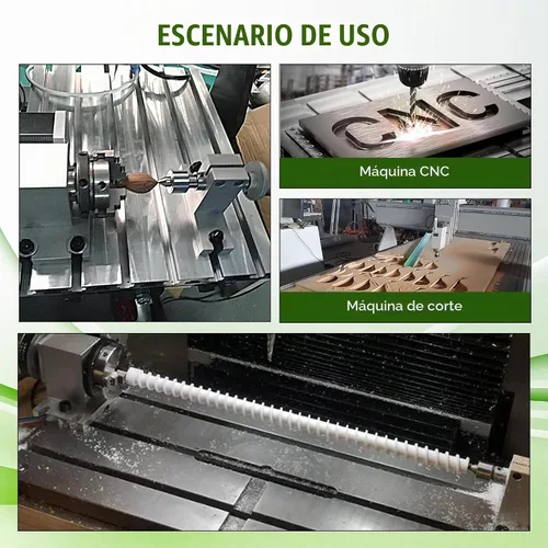 Vista 8 de Fresadora CNC de eje rotacional Enrutador CNC Mesa giratoria de un eje 4º eje 2.559 in 3 mandíbulas Chuck Cabezal divisorio con motor paso a paso