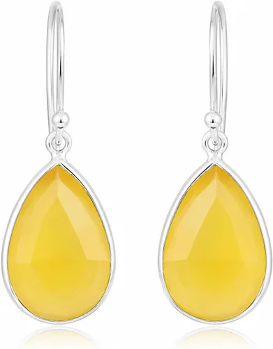 Vista 15 de Aretes de ágata musgo verde de 0.472 x 0.709 in con forma de pera de plata de ley 925, aretes de piedras preciosas hechos a mano, juego de bisel