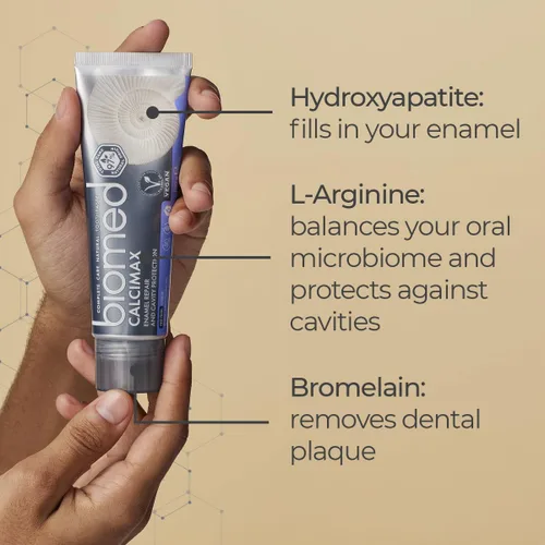 Vista 5 de Biomed Calcimax - Pasta de dientes natural - Sin sls, sin flúor - Fortalecimiento (1 paquete)