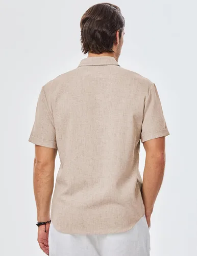 Vista 116 de JMIERR Camisas de vestir a rayas con botones y manga corta para hombre