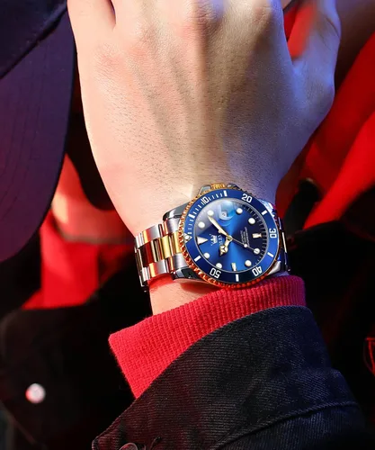 Vista 6 de Relojes mecánicos para hombres, de acero inoxidable, de cuerda automática, de gran cara, sin batería, reloj de pulsera de lujo para hombres, bisel