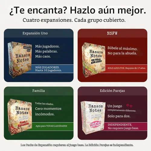 Vista 7 de Paquete combinado de notas de rescate, juego base + paquete de expansión uno, hasta 10 jugadores