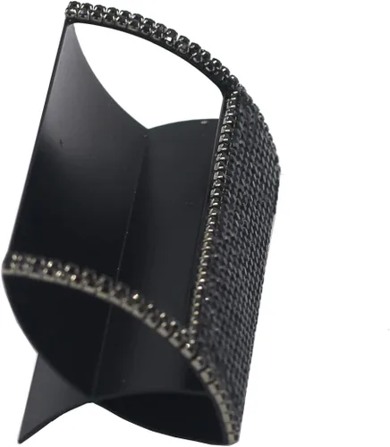 Vista 3 de Bling - Tarjetero de aluminio para escritorio, pantalla de tarjetas de visita con diamantes de imitación, soporte para tarjetas de visita de Negro