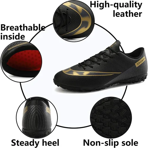 Vista 4 de UVCDE Zapatos de fútbol para hombre para fútbol atlético profesional CR TF Ground Outsoles AG Team Negro