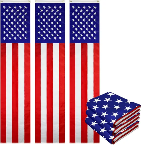 Vista 20 de G128 Paquete de 10: Banderines patrióticos estadounidenses y bandera desplegable de Betsy Ross, 13 estrellas bordadas en patrón circular con 5 rayas