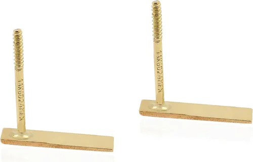 Vista 3 de Hoberta Real 14K Solid Gold Tiny Line Bar Stud Earrings for Women & Girls - Hypoallergenic for Sensitive Ears, Small & Minimalist Jewelry for