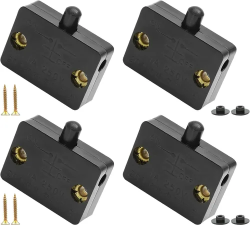 Vista 10 de 2 interruptores de lámpara de gabinete, interruptor automático negro de la luz de la puerta, interruptores táctiles para armario, armario, despensa