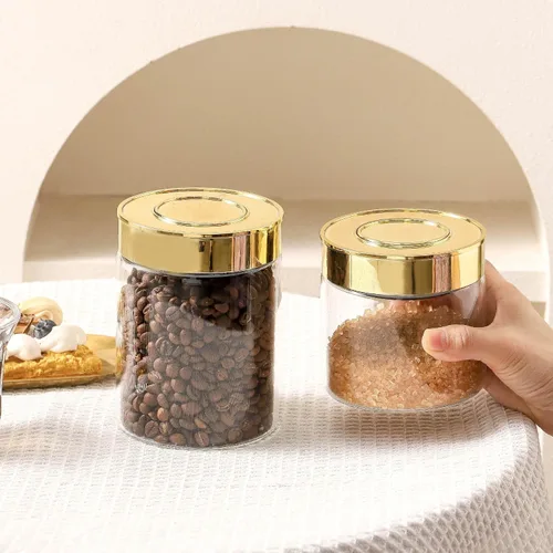 Vista 4 de Envases herméticos de vidrio para almacenamiento de alimentos, botes de vidrio para la cocina con tapas - Botes de café, pasta, azúcar, té