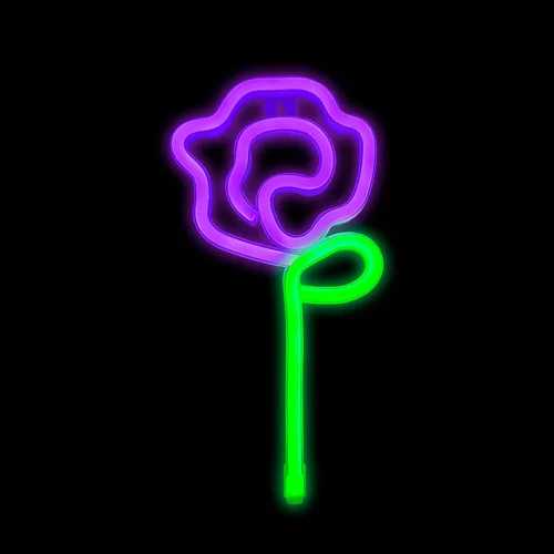 Vista 2 de ENUOLI Letrero de pared LED rosa neón con tallo verde para luz fría, arte de pared, decoración de dormitorio, accesorios para el hogar, fiesta