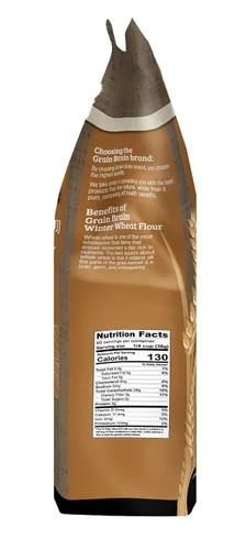Vista 4 de Grain Brain Harina orgánica de trigo integral para todo uso, sin blanqueador, sin bromato de potasio (80 onzas)