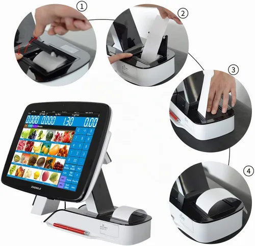 Vista 3 de Caja registradora con impresora térmica incorporada con software de sistema POS, cajón de efectivo, escáner de código de barras (minorista)