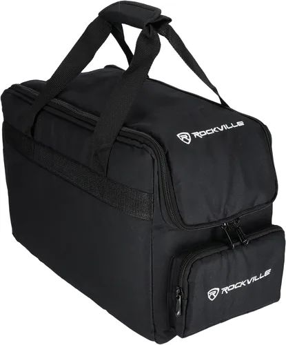 Vista 6 de Rockville RockWedge LED Bundle: (10) luces par inalámbricas DMX recargables RGBWA UV de 54 W, (2) bolsas de viaje acolchadas RLB30 para luces