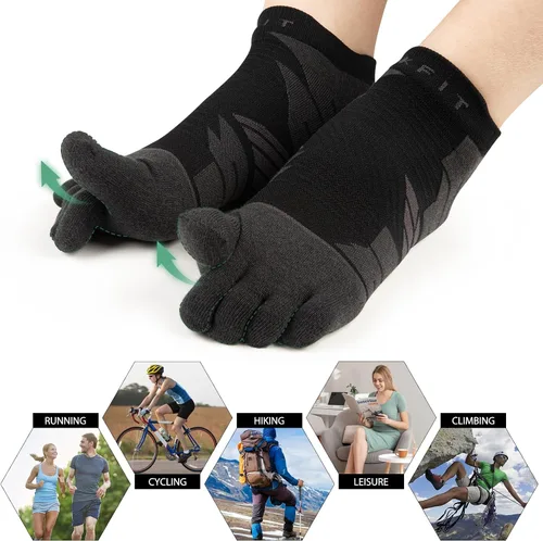 Vista 6 de Kfit Toe Socks for Men Women COOLMAX Athletic Running Five Finger Socks Ankle Compression Breathable Lightweight 3 Pair