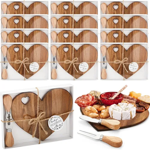 Vista 20 de Patelai 1 Juego de Tabla de Queso en Forma de Corazón para Despedida de Soltera y Baby Shower con Cuchillo, Tabla Mini de Madera para Charcutería