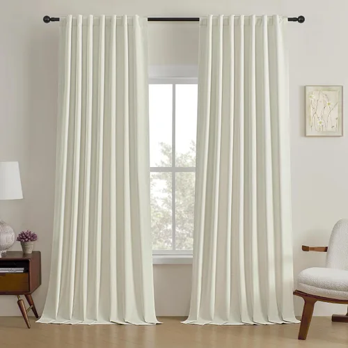 Vista 60 de Cortinas opacas de 54 pulgadas de largo para dormitorio, sala de estar, cortinas beige con aislamiento térmico, oscurecimiento de la habitación