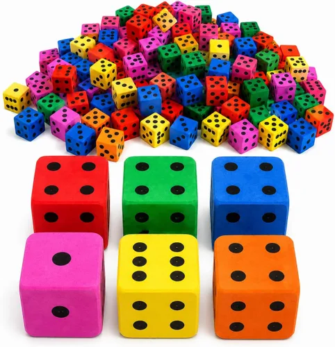 Vista 10 de Juego de dados grandes de espuma, paquete de 12, dados de colores para niños, ideal para aumentar las habilidades matemáticas en el aula, grandes