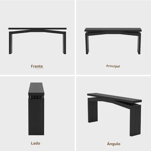 Vista 7 de Epecoya Mesas de Consola Negras para Entrada de Sala de Estar Estilo Mediados de Siglo, Mesas de Sofá Rectangulares Estrechas y Largas Detrás