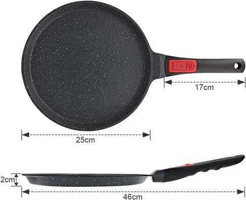 Vista 6 de RANX INGST Sartén antiadherente para crepas con mango desmontable, sartén para tortillas Dosa Tawa de aluminio fundido de 10 pulgadas, compatible
