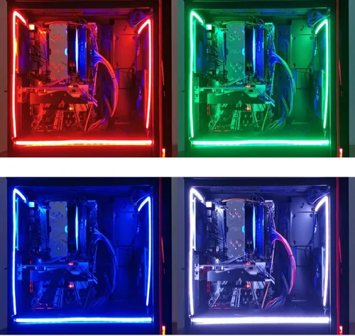 Vista 3 de airgoo NEON - Tira LED RGB para PC, tubo de goma de silicona difusa de 15.75 x 0.55 x 0.28 pulgadas, para cabezal RGB de 12 V de 4 pines, viene