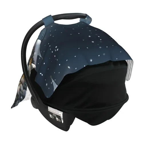 Vista 4 de Baby Car Seat Canopy Cover for Mom, Soft Breathable Nursing Breastfeeding Covers Multi Use Stroller Sun Shade Newborn Shower Gift，Christmas Snow