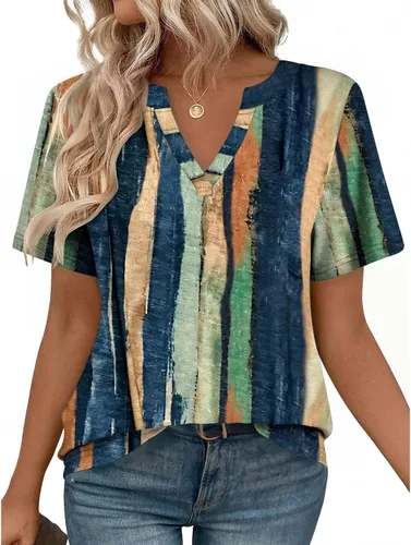 Vista 10 de Zeagoo Camisetas de manga corta con cuello en V para mujer, bonitas, elegantes, casuales, para negocios, trabajo, blusa