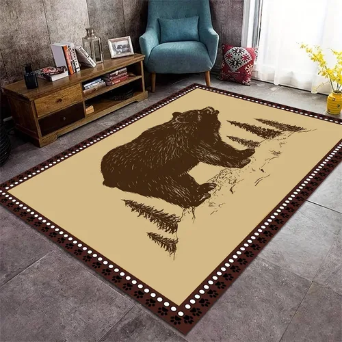 Vista 22 de Alfombra rústica de estilo occidental para sala de estar, antideslizante y lavable, para dormitorio, sala de estar, cocina, 3 x 4 pies