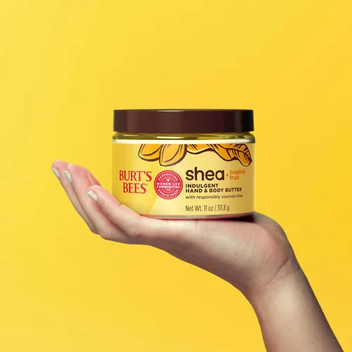 Vista 6 de Burt's Bees Manteca de karité + frutas tropicales indulgente para manos y cuerpo, no grasa, rica en antioxidantes para una piel brillante,