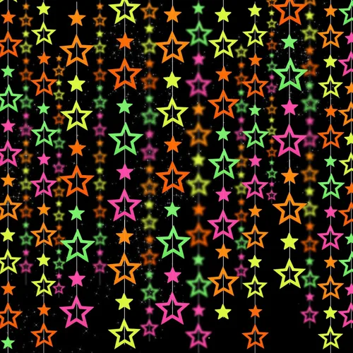 Vista 14 de Serpentinas de guirnalda de papel de neón redondas UV de 115 pies, decoraciones de luz negra para suministros de fiestas que brillan y decoraciones
