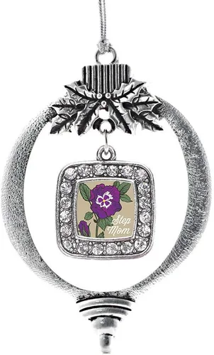 Vista 212 de Inspired Silver - Bon Voyage Cruise Ship Charm Ornamento – Adornos navideños cuadrados de plata con joyas de circonita cúbica